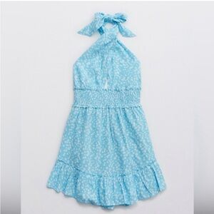 Aerie Blue Floral Halter Dress Women’s Large